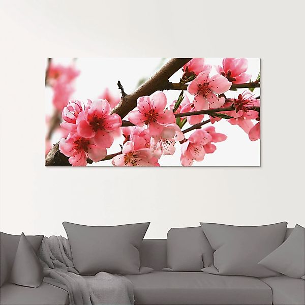 Artland Glasbild »Pfirsichblüten reflektieren im Wasser«, Blumen, (1 St.), günstig online kaufen