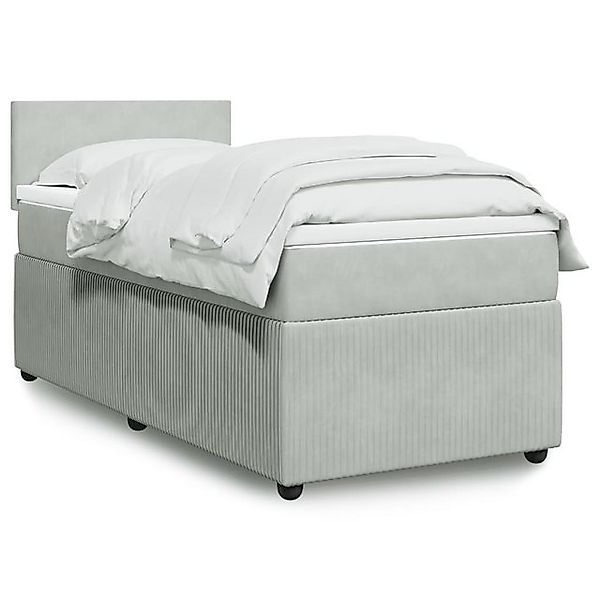 vidaXL Bettgestell Boxspringbett mit Matratze Hellgrau 90x200 cm Samt Bett günstig online kaufen