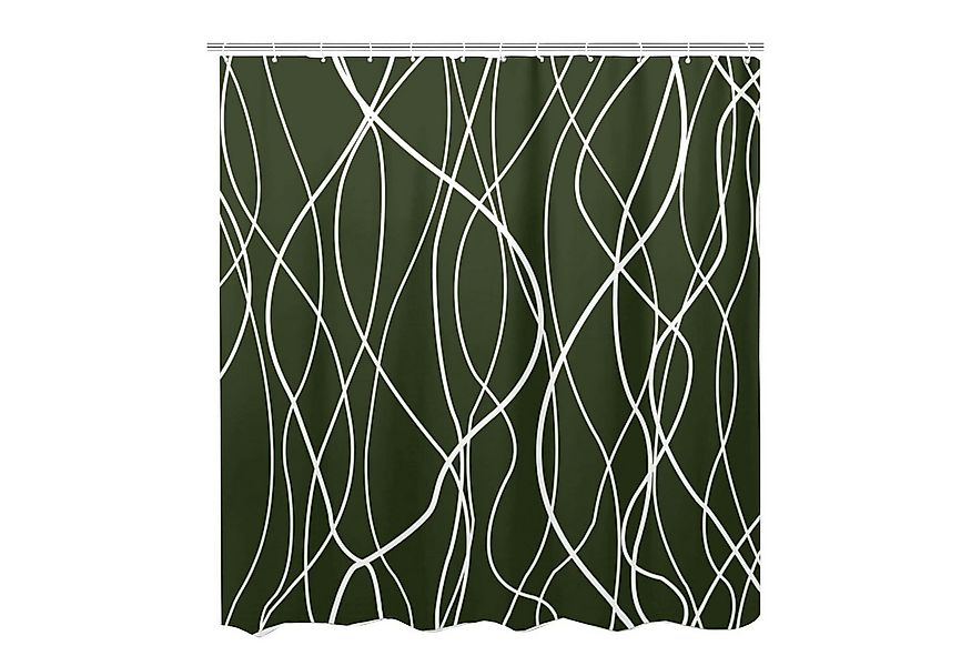 M&W DAS DESIGN Duschvorhang vertikale Wellenlinien dunkel grün günstig online kaufen