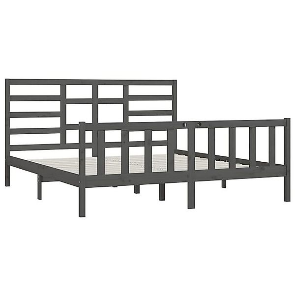 vidaXL Bettgestell Massivholzbett Grau Kiefer 200x200 cm Bett Bettgestell D günstig online kaufen