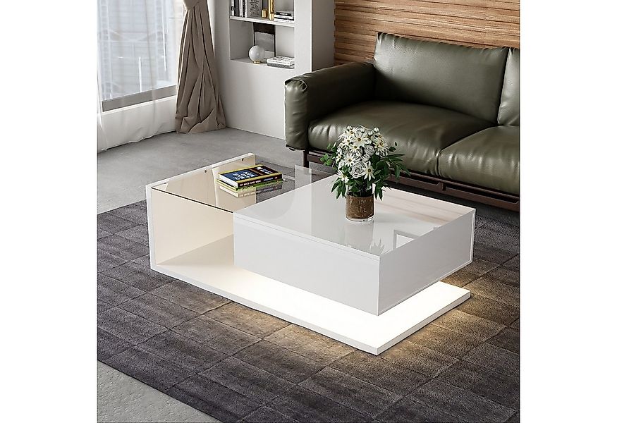 STILVORA Couchtisch Hochglanz-Beistelltisch Kaffeetisch Sofatisch mit Glas günstig online kaufen