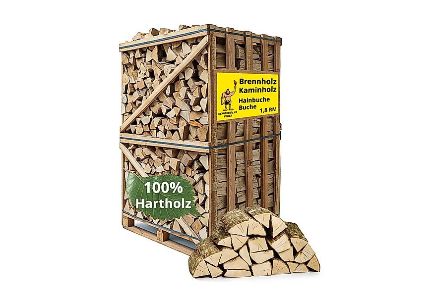 Neandertaler Feuer Kaminholz Brennholz Buche Hartholz Raummeter Box Palette günstig online kaufen