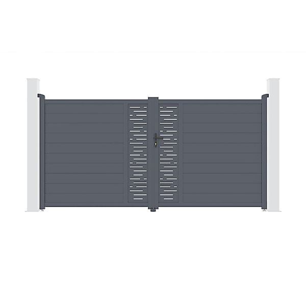 Casanoov Flügeltor 3 5M Arlberg H 180Cm Graues Aluminium & 2 Pfosten 20X20C günstig online kaufen