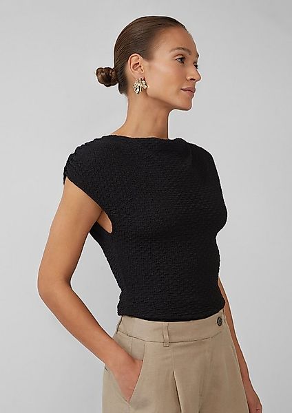 s.Oliver Kurzarmshirt T-Shirt Strukturiertes Shirt mit Wasserfall-Ausschnit günstig online kaufen