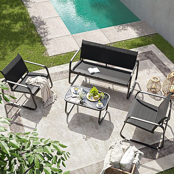 UDPATIO Gartenlounge-Set wetterfest Stahlrahmen Gartenmöbel Set, günstig online kaufen