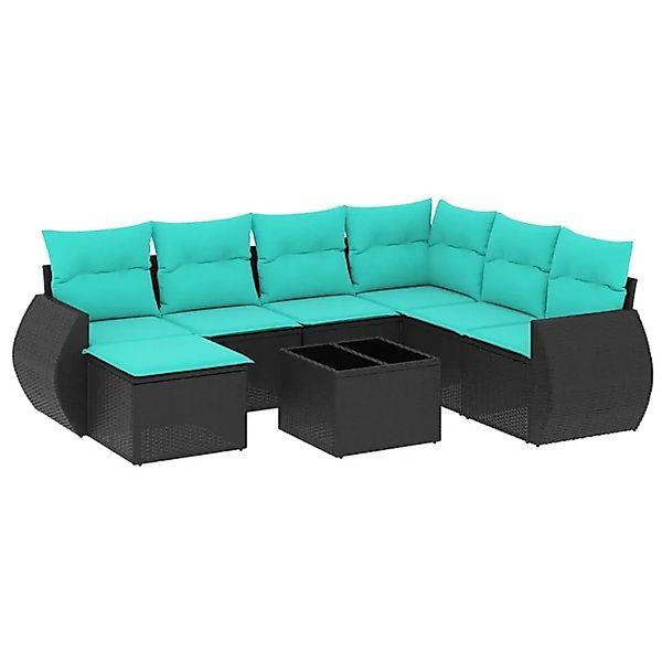 vidaXL 8-Tlg Gartensofa-Set mit Kissen Schwarzes Polyrattan 3221706 günstig online kaufen