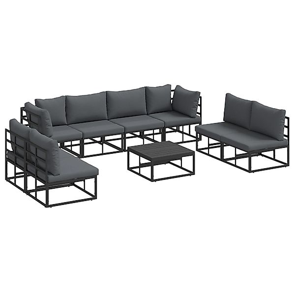 vidaXL Garten-Sofa-Set mit Kissen 9-Tlg Schwarz Aluminium 3378853 günstig online kaufen