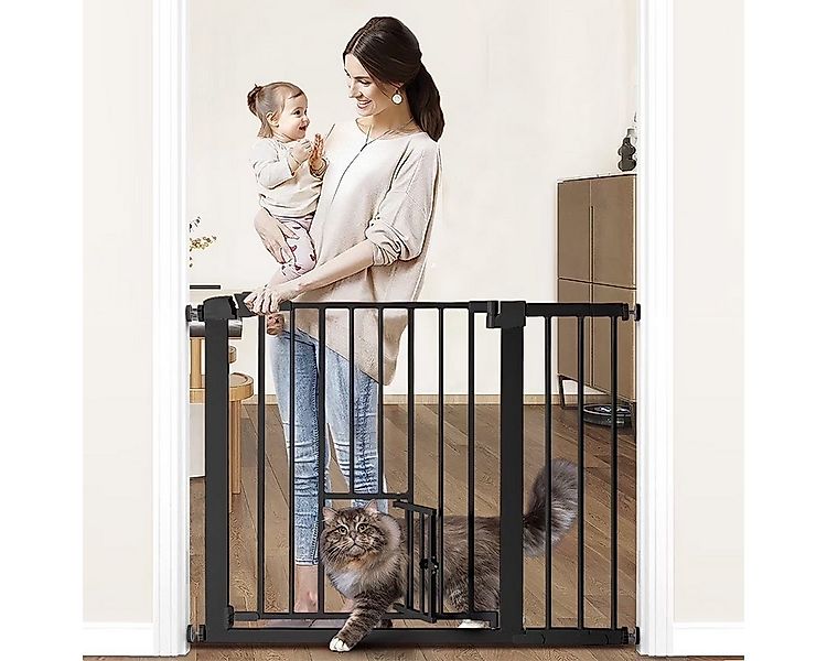 Comomy Treppenschutzgitter, Babygitter 75–103 cm mit Katzenklappe, Kindersc günstig online kaufen