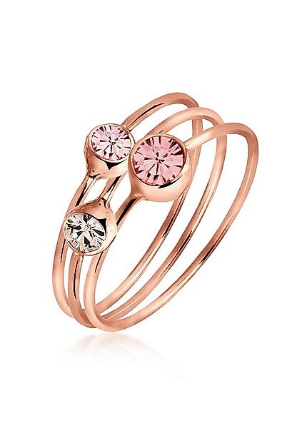 Elli Ring-Set Set Kristalle Rose 925 Sterling Silber Rosé-vergoldet, Ring S günstig online kaufen