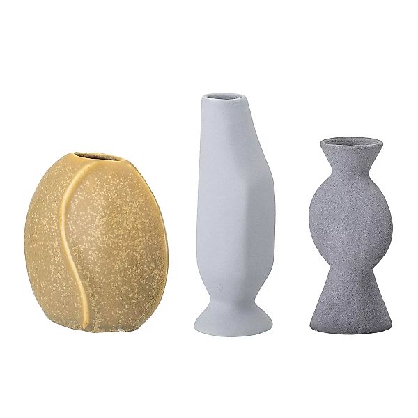 Bloomingville - Miacecilia Vase 3er Set - gelb/blau/grau/Vase gelb: LxBxH 9 günstig online kaufen