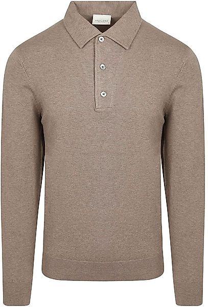 Profuomo Longsleeve Poloshirt Luxury Basic Taupe - Größe M günstig online kaufen