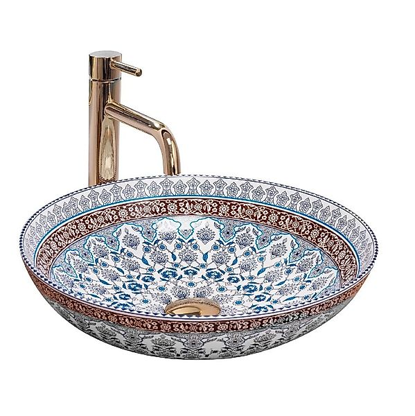 wohnwerk.idee Aufsatzwaschbecken Waschbecken Bunt Braun Blau günstig online kaufen