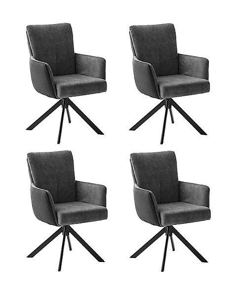 Home4You Polsterstuhl 4er Set, Anthrazit, Schwarz, günstig online kaufen