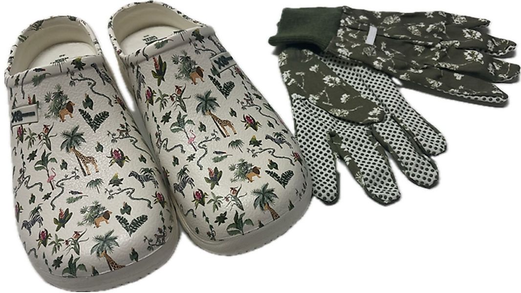 Steinnacher Bärbel Damen Gartenclogs Safari creme mit passenden Gartenhands günstig online kaufen
