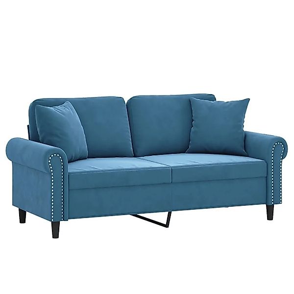 vidaXL 2-Sitzer-Sofa mit Zierkissen Blau 140 cm Samt 3200954 günstig online kaufen