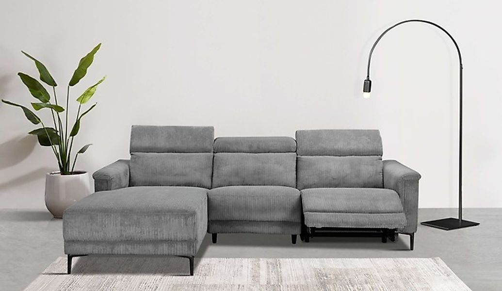 Home affaire Ecksofa »LUND Cord, L-Form, 261 cm, man. o. elektr. Relaxfunkt günstig online kaufen