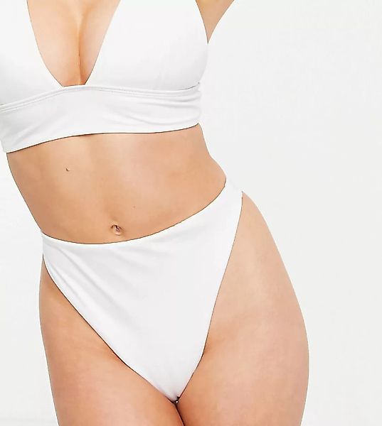 ASOS DESIGN Petite – Mix and Match – Tanga-Bikinihose in Weiß aus recycelte günstig online kaufen