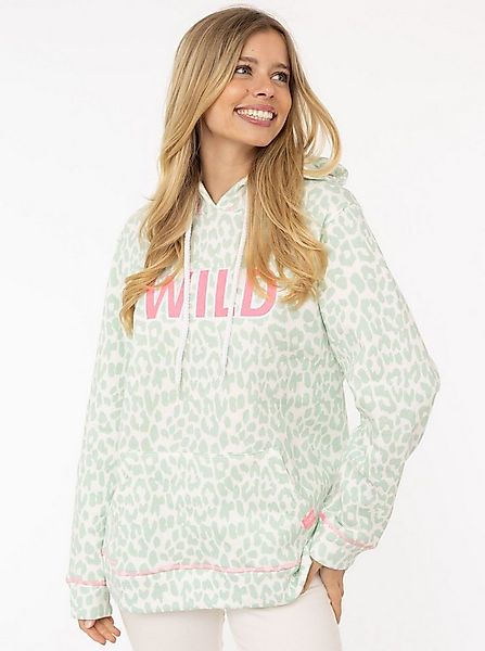 Zwillingsherz Hoodie "Leo Pastell" Leomuster und WILD Applikation, Kapuze, günstig online kaufen