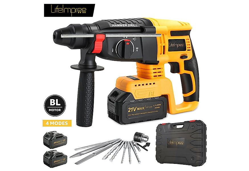LifeImpree Akku-Bohrhammer SDS-Plus Bohrhammer 800W 7J Schlagenergie, Abbru günstig online kaufen