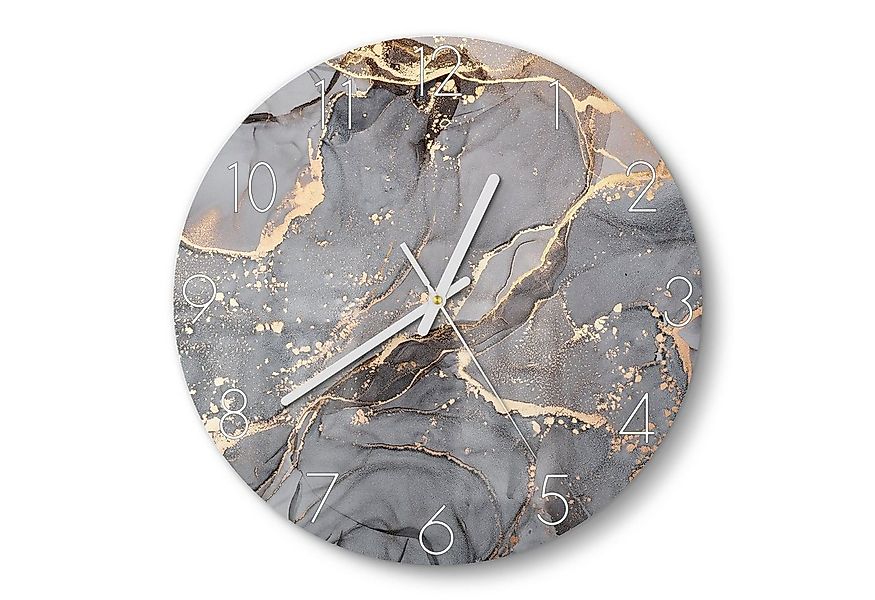 DEQORI Wanduhr 'Elegantes Marmormuster' (Glas Glasuhr modern Wand Uhr Desig günstig online kaufen