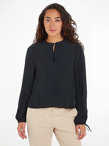 Tommy Hilfiger Crepebluse "VISCOSE CREPE SOLID VN BLOUSE", mit Metalllabel günstig online kaufen