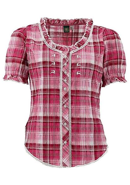 OS Trachten Trachtenbluse Smussu Damen Kurzarmbluse mit Kräuselärmel günstig online kaufen