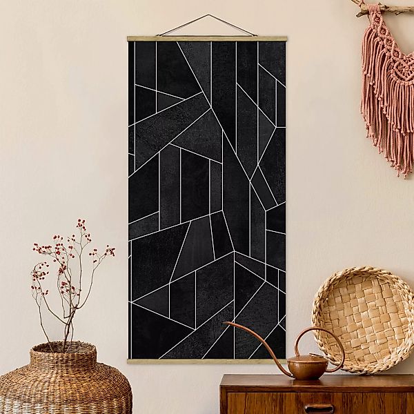 Stoffbild Abstrakt mit Posterleisten - Hochformat Schwarz Weiß Geometrie Aq günstig online kaufen