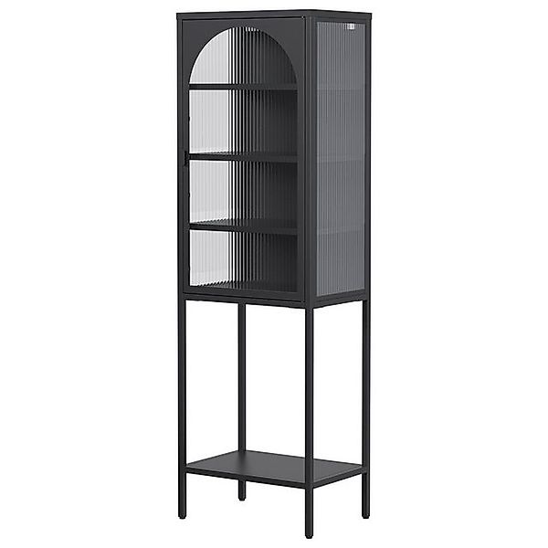 bizoemade Standvitrine Standvitrine Metallschrank mit Riffelglas, 160×50×35 günstig online kaufen