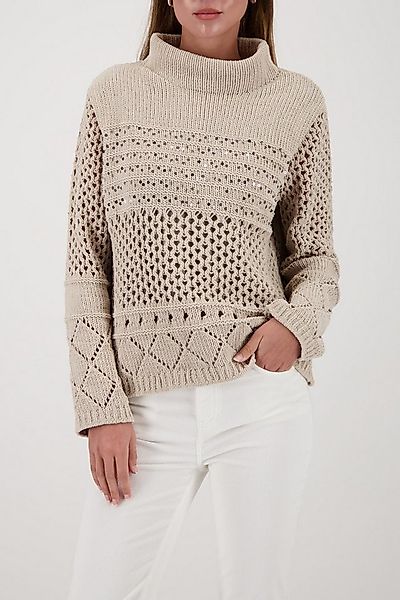 Monari Strickpullover Pullover Chenille Ajour Regular fit mit Stehkragen günstig online kaufen