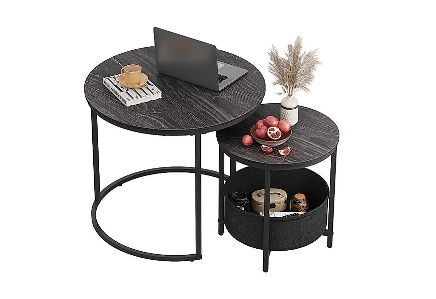 WLIVE Couchtisch Couchtisch 2er‑Satztisch rund mit Stauraum, (Beistelltisch günstig online kaufen