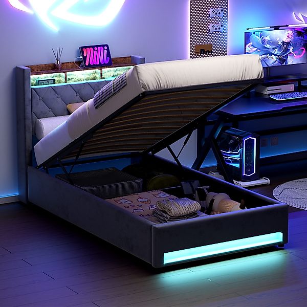 MODFU Polsterbett Funktionsbett Stauraumbett Gästebett (Stilvolles günstig online kaufen