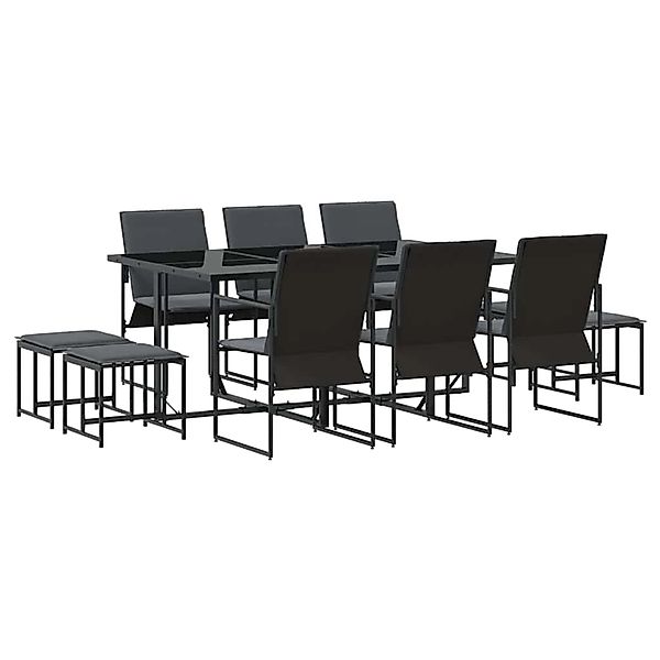 vidaXL Garten Essgruppe 11-Tlg Schwarz Stahl 3335864 günstig online kaufen