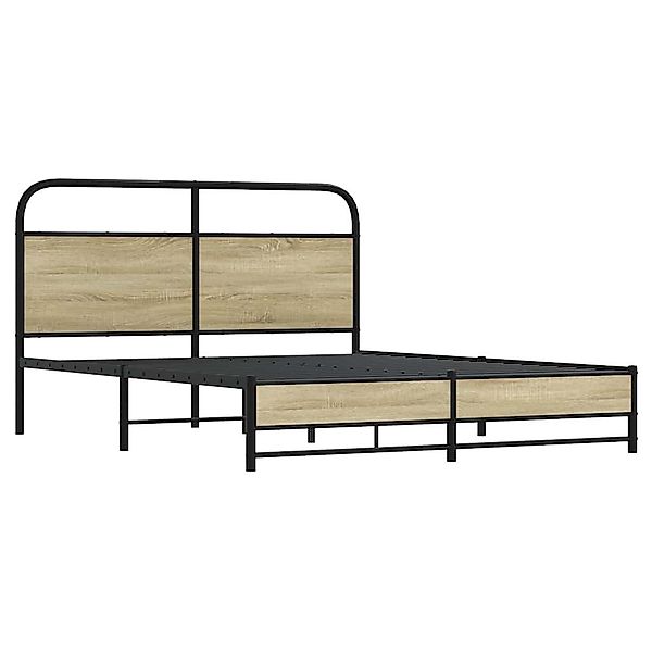 vidaXL Bett Metallbett ohne Matratze Sonoma-Eiche günstig online kaufen
