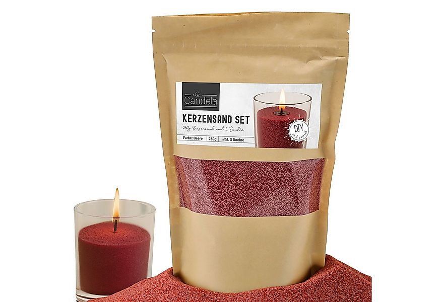 CEPEWA Formkerze DIY Kerzensand 5 Dochte 250gr rot Paraffinwachs Sandgranul günstig online kaufen