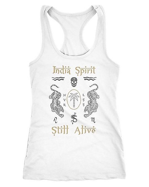 Neverless Tanktop Damen Tank-Top Tiger Motiv Totenkopf India Spirit Schrift günstig online kaufen