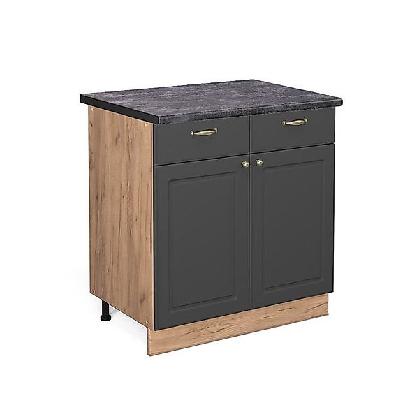 Vicco Küchenunterschrank Fame-Line Anthrazit-Gold/Goldkraft Eiche 80 cm AP günstig online kaufen