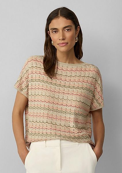 s.Oliver Kurzarmpullover Strickpullunder Stricktop mit Zick-Zack-Muster im günstig online kaufen