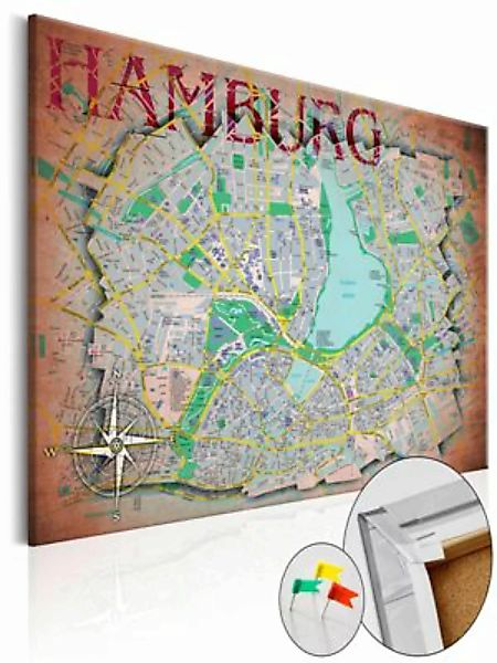 artgeist Pinnwand Bild Hamburg [Cork Map] mehrfarbig Gr. 60 x 40 günstig online kaufen