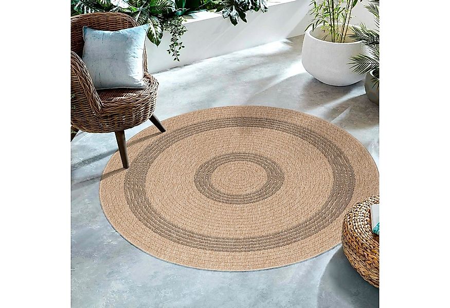 SIMPEX24 Outdoorteppich Vintage Design, Rund, Höhe: 5 mm, Runder Teppich Vi günstig online kaufen