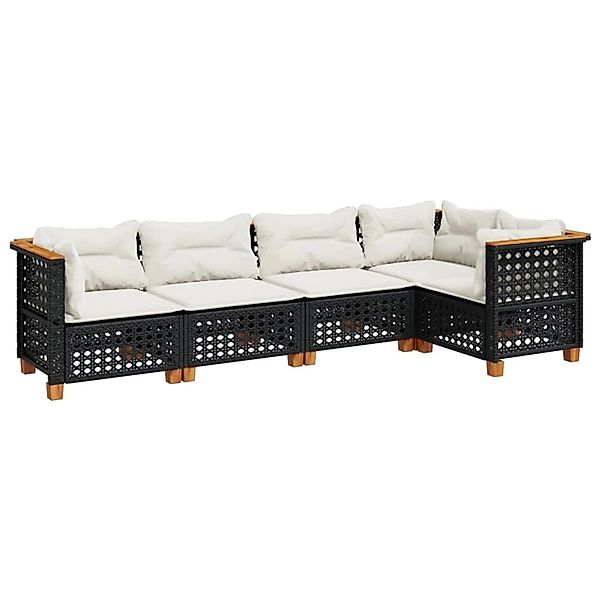vidaXL 5-Tlg Garten-Sofagarnitur mit Kissen Schwarz Poly Rattan 3261812 günstig online kaufen