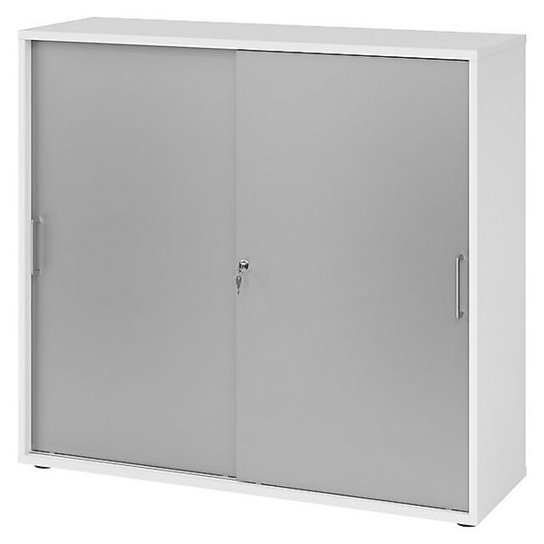 bümö Aktenschrank office Schiebetürenschrank Dekor: Weiß/Silber - Griffe: B günstig online kaufen