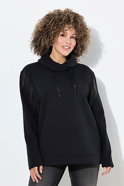 Ulla Popken Sweatshirt Sweatshirt Kettenfransen Stehkragen günstig online kaufen