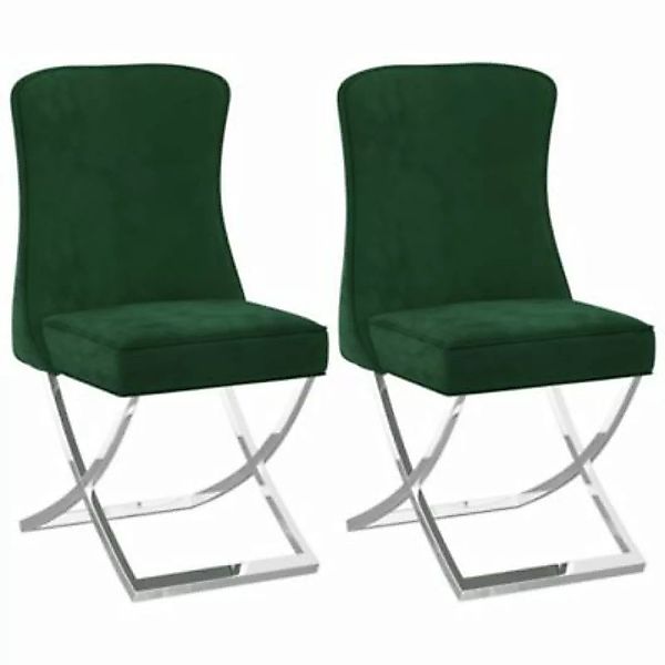 vidaXL Esszimmerstühle 2 Stk. Dunkelgrün 53x52x98 cm Samt & Edelstahl Esszi günstig online kaufen