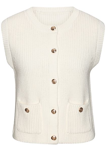 LASCANA Strickweste, mit Knopfleiste, ärmelloser Strickpullover, elegant, c günstig online kaufen
