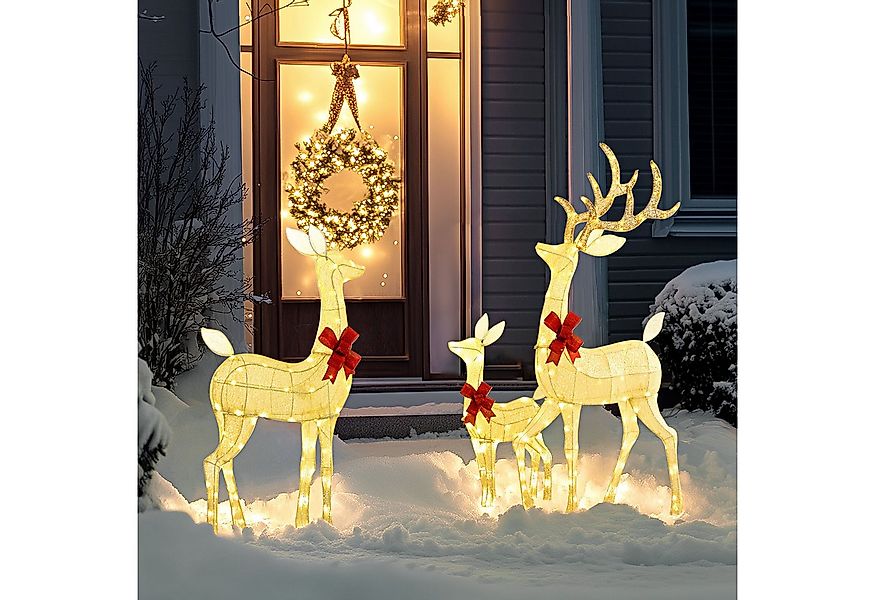 Outsunny Weihnachtsfigur 283er LED Rentier, in warmweiß, mit Timer, Stahlra günstig online kaufen