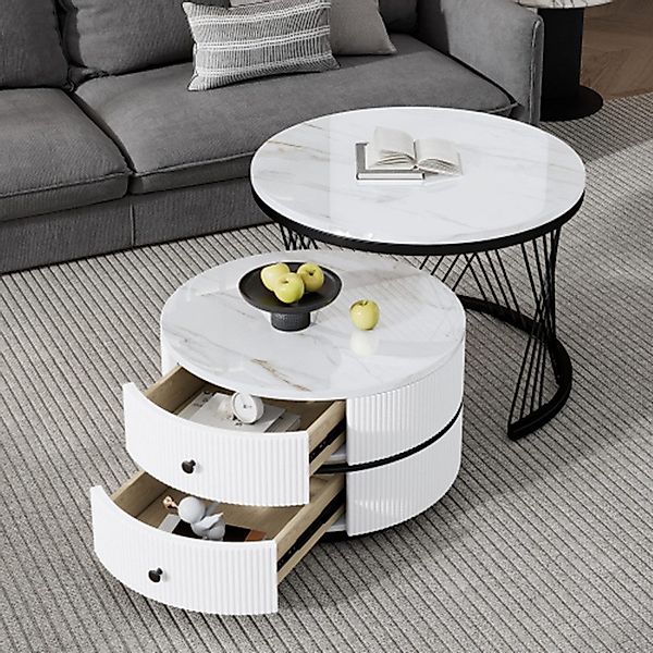 XDeer Couchtisch 2-teiliges Couchtisch-Set,Runde Tische mit günstig online kaufen