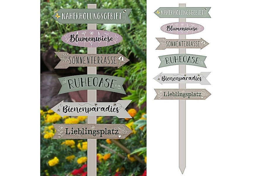 CEPEWA Gartenstecker Gartenschild Wegweiser 6 Planken günstig online kaufen