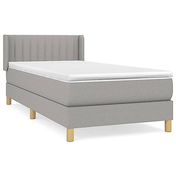 vidaXL Boxspringbett, Boxbett mit Matratze Hellgrau 90x200 cm Stoff günstig online kaufen