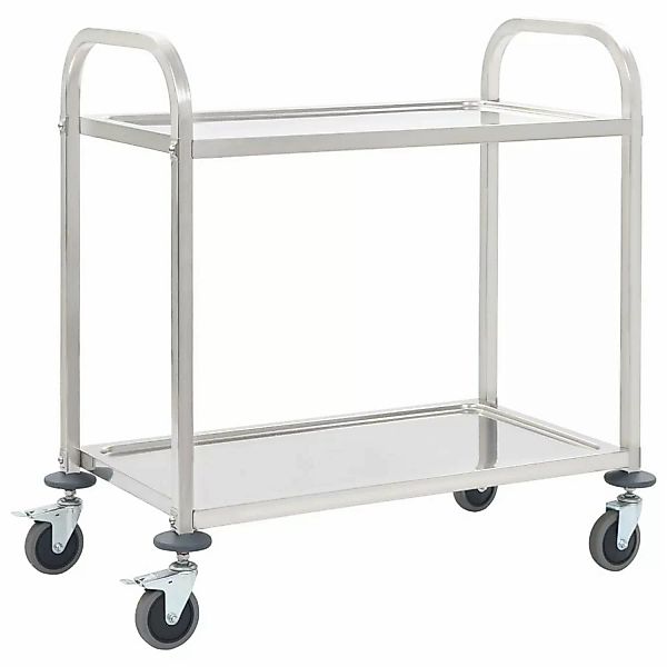 VidaXL 2-Stufiger Servierwagen 95 x 45 x 83,5 cm Edelstahl günstig online kaufen