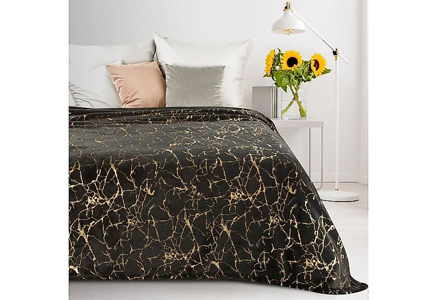 Wohndecke MARMOR, Eurofirany, 150x200 goldenes Marmor-Muster, silber, creme günstig online kaufen